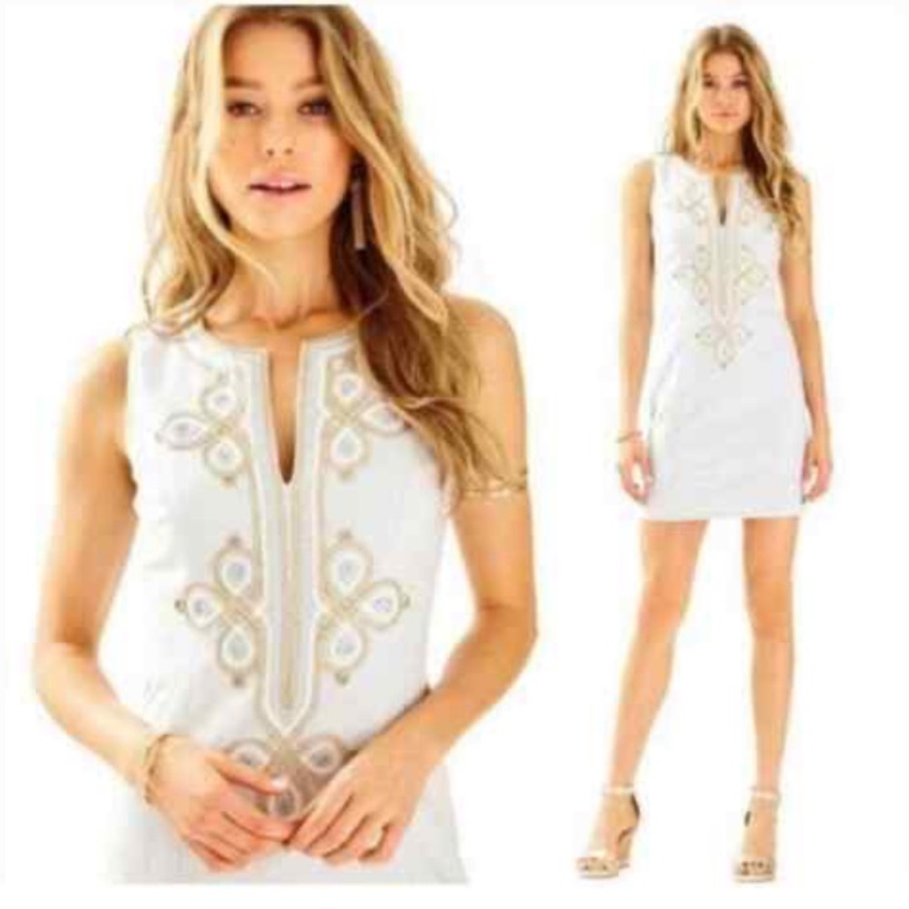 Lilly Pulitzer dress size 4 brocade Gem Valli Shift grey gold mermaidcore mod